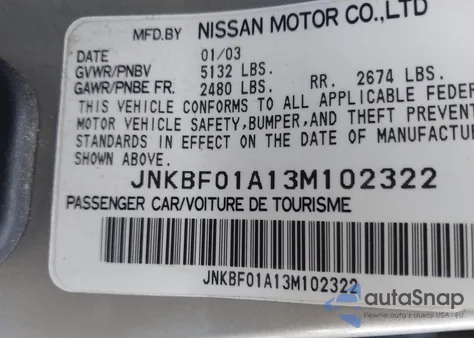 2003 Infiniti Q45 Premium z USA, uszkodzony, nr VIN JNKBF01A13M102322